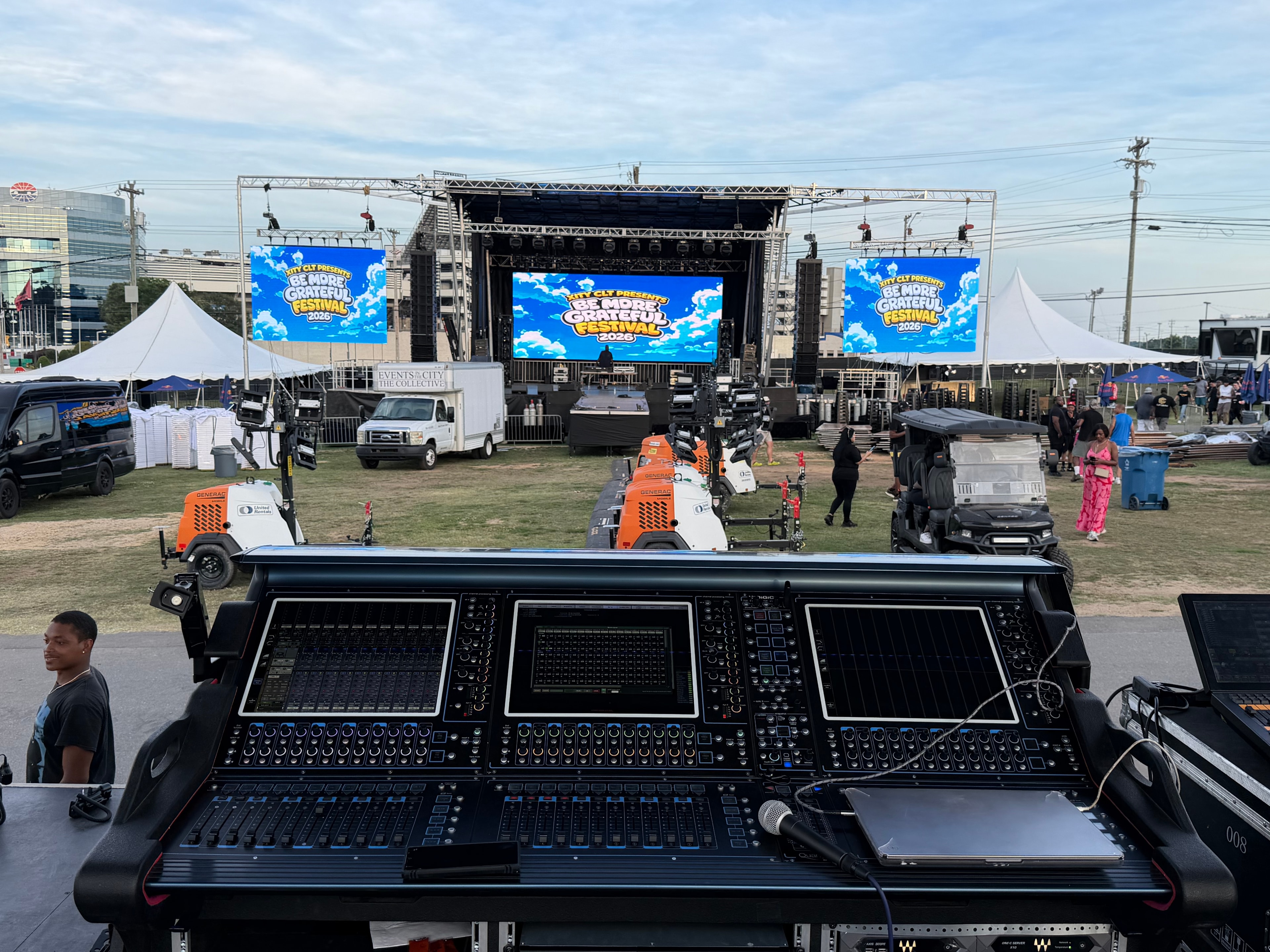 Sound mixing console outdoor festival